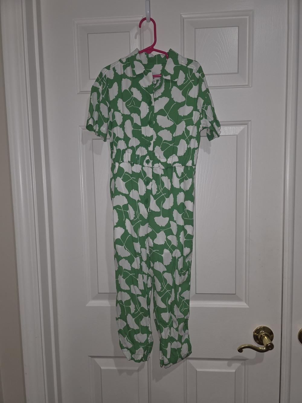 Diane Von Furstenberg Green and White Botanical Print Kids One-Piece